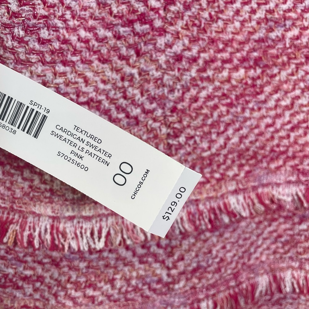 Chico's Pink Tweed Blazer With Fringe NWT. ( 00 in Chicos sizing) - Picture 11 of 12